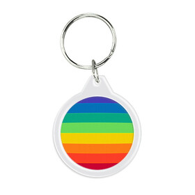 Брелок круглый с принтом Радуга | Rainbow (Z) , пластик и полированная сталь | круглая форма, металлическое крепление в виде кольца | rainbow | summer | ирида | летняя | радуга | радужный | разноцветная | семицвет | яркая