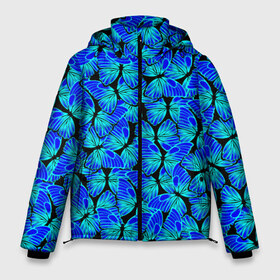 Мужская зимняя куртка 3D с принтом Голубые бабочки , верх — 100% полиэстер; подкладка — 100% полиэстер; утеплитель — 100% полиэстер | длина ниже бедра, свободный силуэт Оверсайз. Есть воротник-стойка, отстегивающийся капюшон и ветрозащитная планка. 

Боковые карманы с листочкой на кнопках и внутренний карман на молнии. | Тематика изображения на принте: angel | butterfly | pattern | summer | wings | ангел | бабочка | бабочки | животные | крылышки | крылья | летающие | летние | магия | махаон | мотылек | насекомые | небесные | неон | неоновые | паттерн | природа