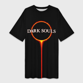 Платье-футболка 3D с принтом Dark Souls ,  |  | black sun | bonfire | dark souls | dark souls 3 | dark souls logo | ds 3 | game | souls | sun | you died | дарк соулз | дарк соулс | дарк соулс лого | дс 3 | затмение | игра | солнечное затмение | солнце | темная душа | темные души | черное