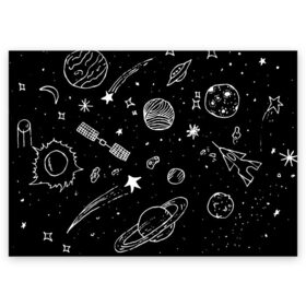 Поздравительная открытка с принтом Cosmos , 100% бумага | плотность бумаги 280 г/м2, матовая, на обратной стороне линовка и место для марки
 | Тематика изображения на принте: comet | cosmos | moon | planet | satellite | saturn | space | star | weightlessness | звезда | комета | космос | луна | невесомость | планета | сатурн | спутник