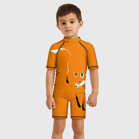 Детский купальный костюм 3D с принтом ЛИСА , Полиэстер 85%, Спандекс 15% | застежка на молнии на спине | fox | лиса