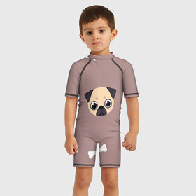 Детский купальный костюм 3D с принтом Мопсины мордашки , Полиэстер 85%, Спандекс 15% | застежка на молнии на спине | арт | мопс | мопсы | морды | рисунок | собака | собаки