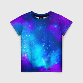 Детская футболка 3D с принтом Космос , 100% гипоаллергенный полиэфир | прямой крой, круглый вырез горловины, длина до линии бедер, чуть спущенное плечо, ткань немного тянется | астроном | бесконечность | вселенная | звезда | звезды | комета | космонавт | космос | море | небо | неон | пальма | планета