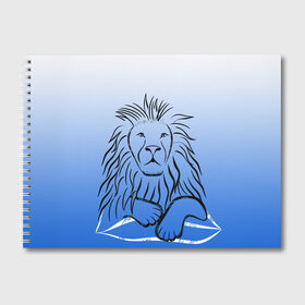 Альбом для рисования с принтом MY KINGDOM , 100% бумага
 | матовая бумага, плотность 200 мг. | Тематика изображения на принте: lion | градиент | контурный рисунок | лев | лев по гороскопу | на синем фоне | подарить льву