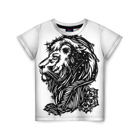 Детская футболка 3D с принтом Лев , 100% гипоаллергенный полиэфир | прямой крой, круглый вырез горловины, длина до линии бедер, чуть спущенное плечо, ткань немного тянется | leo | lion | знаки зодиака | лев | царь зверей
