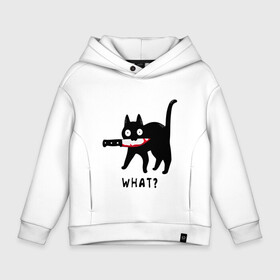 Детское худи Oversize хлопок с принтом WHAT & CAT , френч-терри — 70% хлопок, 30% полиэстер. Мягкий теплый начес внутри —100% хлопок | боковые карманы, эластичные манжеты и нижняя кромка, капюшон на магнитной кнопке | art | black | black cat | cat | dark | dark cat | what | what cat | what mem | арт | вопрос | интернет мем | кот | кот арт | кот мем | кошачье лицо | кошачья мордочка | мем | нож | прикол | прикольный кот | убица | чёрный | чёрный кот