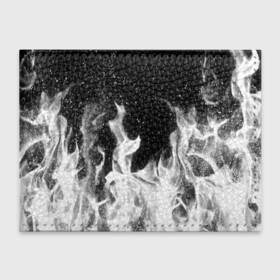Обложка для студенческого билета с принтом ЧЕРНО БЕЛЫЙ ОГОНЬ , натуральная кожа | Размер: 11*8 см; Печать на всей внешней стороне | Тематика изображения на принте: fire | в огне | взрыв | огненный | огонь | пожар | текстура