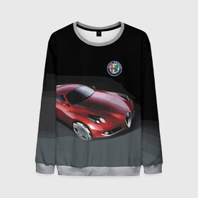 Мужской свитшот 3D с принтом Alfa Romeo , 100% полиэстер с мягким внутренним слоем | круглый вырез горловины, мягкая резинка на манжетах и поясе, свободная посадка по фигуре | alfa romeo | car | italy | motorsport | prestige | автоспорт | альфа ромео | италия | престиж