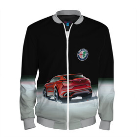 Мужской бомбер 3D с принтом Alfa Romeo , 100% полиэстер | застегивается на молнию, по бокам два кармана без застежек, по низу бомбера и на воротнике - эластичная резинка | alfa romeo | car | italy | motorsport | prestige | автоспорт | альфа ромео | италия | престиж