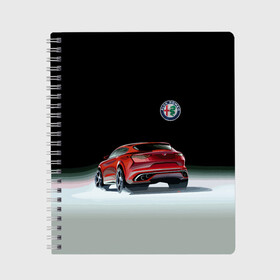 Тетрадь с принтом Alfa Romeo , 100% бумага | 48 листов, плотность листов — 60 г/м2, плотность картонной обложки — 250 г/м2. Листы скреплены сбоку удобной пружинной спиралью. Уголки страниц и обложки скругленные. Цвет линий — светло-серый
 | Тематика изображения на принте: alfa romeo | car | italy | motorsport | prestige | автоспорт | альфа ромео | италия | престиж