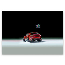 Поздравительная открытка с принтом Alfa Romeo , 100% бумага | плотность бумаги 280 г/м2, матовая, на обратной стороне линовка и место для марки
 | alfa romeo | car | italy | motorsport | prestige | автоспорт | альфа ромео | италия | престиж