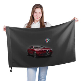 Флаг 3D с принтом Alfa Romeo , 100% полиэстер | плотность ткани — 95 г/м2, размер — 67 х 109 см. Принт наносится с одной стороны | alfa romeo | car | italy | prestige | автомобиль | альфа ромео | италия | престиж