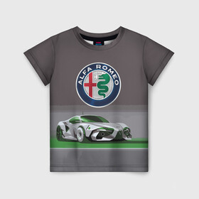 Детская футболка 3D с принтом Alfa Romeo motorsport , 100% гипоаллергенный полиэфир | прямой крой, круглый вырез горловины, длина до линии бедер, чуть спущенное плечо, ткань немного тянется | alfa romeo | car | italy | motorsport | prestige | автоспорт | альфа ромео | италия | престиж