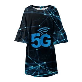 Детское платье 3D с принтом 5G Network , 100% полиэстер | прямой силуэт, чуть расширенный к низу. Круглая горловина, на рукавах — воланы | 4g | 5g | 5g картинки | 5g мемы | 5g рисунок | internet | network | print | speed | плакат | пнг | постер | против 5g