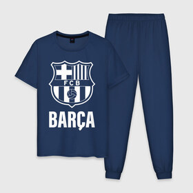 Мужская пижама хлопок с принтом BARCA , 100% хлопок | брюки и футболка прямого кроя, без карманов, на брюках мягкая резинка на поясе и по низу штанин
 | Тематика изображения на принте: barcelona | champions | fc | fc barcelona 20 21 | fcb | football club | league | lionel | messi | spain | sport | барселона | испания | лига | лионель | месси | спортивные | униформа | фирменые цвета | фк | футбольный клуб | чемпионов