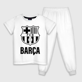 Детская пижама хлопок с принтом BARCA , 100% хлопок |  брюки и футболка прямого кроя, без карманов, на брюках мягкая резинка на поясе и по низу штанин
 | barcelona | champions | fc | fc barcelona 20 21 | fcb | football club | league | lionel | messi | spain | sport | барселона | испания | лига | лионель | месси | спортивные | униформа | фирменые цвета | фк | футбольный клуб | чемпионов
