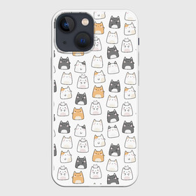 Чехол для iPhone 13 mini с принтом Толстые котики ,  |  | cute | japan | japanese | k pop | kawaii | korea | korean | детские | забавные | к поп | кавайные | кей поп | корейские | котики | коты | котята | котятки | кошки | милые | прикольные | пухленькие | пухлые | смешные | счастливые