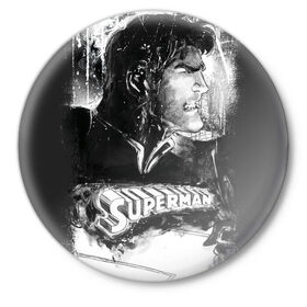 Значок с принтом Супермен ,  металл | круглая форма, металлическая застежка в виде булавки | man | steel | superman | vdzajul | супермен | супермэн
