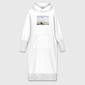Платье удлиненное хлопок с принтом картина Айвазовского ,  |  | айвазовский | корабль | море | облака | рисунок