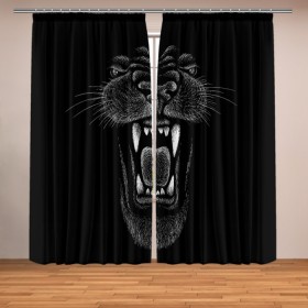 Фотошторы с принтом Черная пантера , Блэкаут (светозащита 90%) / Габардин (светозащита 40% | 2 полотна шириной по 145 см; Высота 200-300 см; Крепление: шторная лента (на крючки); | big | black | cat | danger | jungle | king | leopard | panter | panther | picture | большая | большой | джунглей | джунгли | зубы | король | кот | кошка | леопард | мелками | опасная | опасный | охотник | пантера | пасть | рисунок | хищник | 