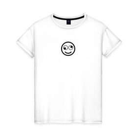 Женская футболка хлопок с принтом SMILE , 100% хлопок | прямой крой, круглый вырез горловины, длина до линии бедер, слегка спущенное плечо | майка | майка смайлик | смайл | смайлик | топ