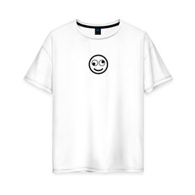 Женская футболка хлопок Oversize с принтом SMILE , 100% хлопок | свободный крой, круглый ворот, спущенный рукав, длина до линии бедер
 | майка | майка смайлик | смайл | смайлик | топ