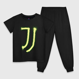 Детская пижама хлопок с принтом Juventus | Spray logo (2021) , 100% хлопок |  брюки и футболка прямого кроя, без карманов, на брюках мягкая резинка на поясе и по низу штанин
 | Тематика изображения на принте: 0x000000123 | juve | juventus | ronaldo | юве | ювентус