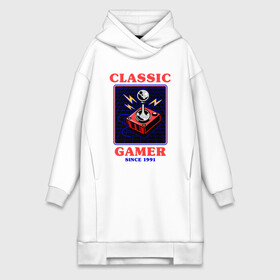 Платье-худи хлопок с принтом Classic Gamer ,  |  | 8 bit | 8 бит | 8bit | 8бит | boomer | dendy | game | gamer | games | geek | joystick | nerd | oldschool | sega | бумер | гик | дед | денди | джойстик | для гика | для гиков | игра | игры | классика | классические | нерд | олдскул | с