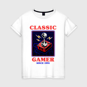 Женская футболка хлопок с принтом Classic Gamer , 100% хлопок | прямой крой, круглый вырез горловины, длина до линии бедер, слегка спущенное плечо | 8 bit | 8 бит | 8bit | 8бит | boomer | dendy | game | gamer | games | geek | joystick | nerd | oldschool | sega | бумер | гик | дед | денди | джойстик | для гика | для гиков | игра | игры | классика | классические | нерд | олдскул | с