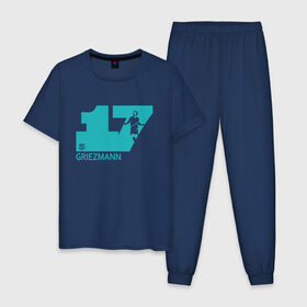 Мужская пижама хлопок с принтом FC Barcelona | Griezmann Number 17 (2021) , 100% хлопок | брюки и футболка прямого кроя, без карманов, на брюках мягкая резинка на поясе и по низу штанин
 | Тематика изображения на принте: 