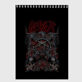 Скетчбук с принтом Slayer , 100% бумага
 | 48 листов, плотность листов — 100 г/м2, плотность картонной обложки — 250 г/м2. Листы скреплены сверху удобной пружинной спиралью | kerry king | musical group | repentless | slayer | tom araya | метал | том арайа | трэш