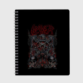 Тетрадь с принтом Slayer , 100% бумага | 48 листов, плотность листов — 60 г/м2, плотность картонной обложки — 250 г/м2. Листы скреплены сбоку удобной пружинной спиралью. Уголки страниц и обложки скругленные. Цвет линий — светло-серый
 | kerry king | musical group | repentless | slayer | tom araya | метал | том арайа | трэш