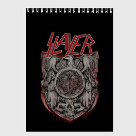 Скетчбук с принтом Slayer , 100% бумага
 | 48 листов, плотность листов — 100 г/м2, плотность картонной обложки — 250 г/м2. Листы скреплены сверху удобной пружинной спиралью | kerry king | musical group | repentless | slayer | tom araya | метал | том арайа | трэш