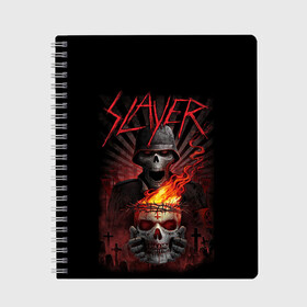 Тетрадь с принтом Slayer , 100% бумага | 48 листов, плотность листов — 60 г/м2, плотность картонной обложки — 250 г/м2. Листы скреплены сбоку удобной пружинной спиралью. Уголки страниц и обложки скругленные. Цвет линий — светло-серый
 | kerry king | musical group | repentless | slayer | tom araya | метал | том арайа | трэш