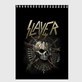 Скетчбук с принтом Slayer , 100% бумага
 | 48 листов, плотность листов — 100 г/м2, плотность картонной обложки — 250 г/м2. Листы скреплены сверху удобной пружинной спиралью | kerry king | musical group | repentless | slayer | tom araya | метал | том арайа | трэш