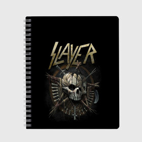 Тетрадь с принтом Slayer , 100% бумага | 48 листов, плотность листов — 60 г/м2, плотность картонной обложки — 250 г/м2. Листы скреплены сбоку удобной пружинной спиралью. Уголки страниц и обложки скругленные. Цвет линий — светло-серый
 | kerry king | musical group | repentless | slayer | tom araya | метал | том арайа | трэш