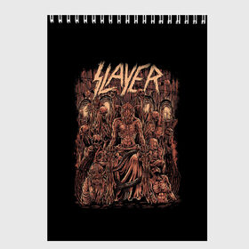 Скетчбук с принтом Slayer , 100% бумага
 | 48 листов, плотность листов — 100 г/м2, плотность картонной обложки — 250 г/м2. Листы скреплены сверху удобной пружинной спиралью | kerry king | musical group | repentless | slayer | tom araya | метал | том арайа | трэш