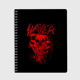 Тетрадь с принтом Slayer , 100% бумага | 48 листов, плотность листов — 60 г/м2, плотность картонной обложки — 250 г/м2. Листы скреплены сбоку удобной пружинной спиралью. Уголки страниц и обложки скругленные. Цвет линий — светло-серый
 | kerry king | musical group | repentless | slayer | tom araya | метал | том арайа | трэш