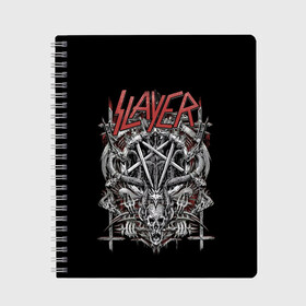 Тетрадь с принтом Slayer , 100% бумага | 48 листов, плотность листов — 60 г/м2, плотность картонной обложки — 250 г/м2. Листы скреплены сбоку удобной пружинной спиралью. Уголки страниц и обложки скругленные. Цвет линий — светло-серый
 | kerry king | musical group | repentless | slayer | tom araya | метал | том арайа | трэш