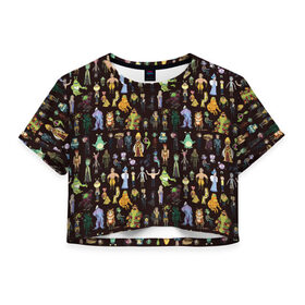 Женская футболка Crop-top 3D с принтом Story Train , 100% полиэстер | круглая горловина, длина футболки до линии талии, рукава с отворотами | Тематика изображения на принте: rick and morty | vdzabma | рик и морти