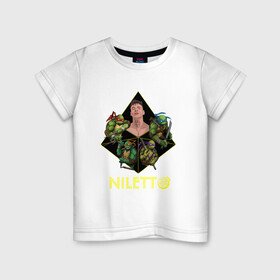 Детская футболка хлопок с принтом NILETTO , 100% хлопок | круглый вырез горловины, полуприлегающий силуэт, длина до линии бедер | Тематика изображения на принте: niletto | клип | любимка | нилетто | песни | песня любимка | рэп