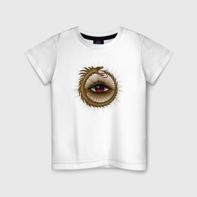 Детская футболка хлопок с принтом Уроборос , 100% хлопок | круглый вырез горловины, полуприлегающий силуэт, длина до линии бедер | Тематика изображения на принте: алхимия | дельта | заговор | иллюминаты | масонство | масоны | наблюдение | наугольник | символы | циркуль | эзотерика