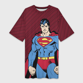 Платье-футболка 3D с принтом I am your Superman ,  |  | Тематика изображения на принте: man | steel | superman | vdzajul | супермен | супермэн