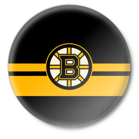 Значок с принтом BOSTON BRUINS NHL ,  металл | круглая форма, металлическая застежка в виде булавки | black | boston | bruins | hockey | ice | logo | nhl | sport | usa | бостон | брюинз | логотип | нхл | спорт | хоккей
