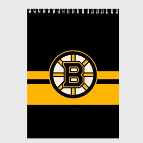 Скетчбук с принтом BOSTON BRUINS NHL , 100% бумага
 | 48 листов, плотность листов — 100 г/м2, плотность картонной обложки — 250 г/м2. Листы скреплены сверху удобной пружинной спиралью | black | boston | bruins | hockey | ice | logo | nhl | sport | usa | бостон | брюинз | логотип | нхл | спорт | хоккей