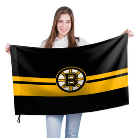 Флаг 3D с принтом BOSTON BRUINS NHL , 100% полиэстер | плотность ткани — 95 г/м2, размер — 67 х 109 см. Принт наносится с одной стороны | black | boston | bruins | hockey | ice | logo | nhl | sport | usa | бостон | брюинз | логотип | нхл | спорт | хоккей
