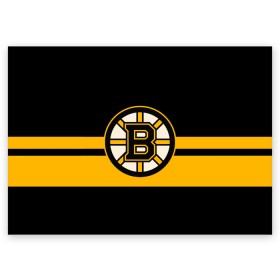 Поздравительная открытка с принтом BOSTON BRUINS NHL , 100% бумага | плотность бумаги 280 г/м2, матовая, на обратной стороне линовка и место для марки
 | Тематика изображения на принте: black | boston | bruins | hockey | ice | logo | nhl | sport | usa | бостон | брюинз | логотип | нхл | спорт | хоккей