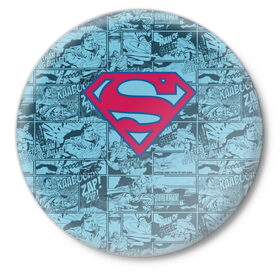 Значок с принтом Man of steel ,  металл | круглая форма, металлическая застежка в виде булавки | man | steel | superman | vdzajul | супермен | супермэн