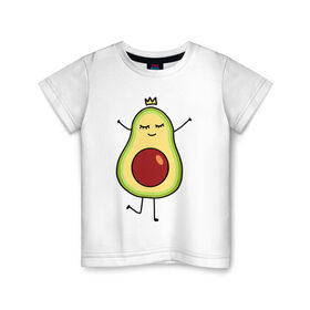 Детская футболка хлопок с принтом Милое авокадо , 100% хлопок | круглый вырез горловины, полуприлегающий силуэт, длина до линии бедер | Тематика изображения на принте: авокадо | милое