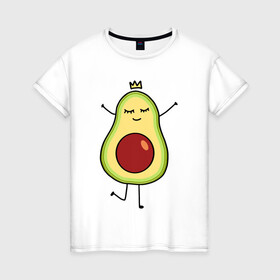 Женская футболка хлопок с принтом Милое авокадо , 100% хлопок | прямой крой, круглый вырез горловины, длина до линии бедер, слегка спущенное плечо | Тематика изображения на принте: авокадо | милое